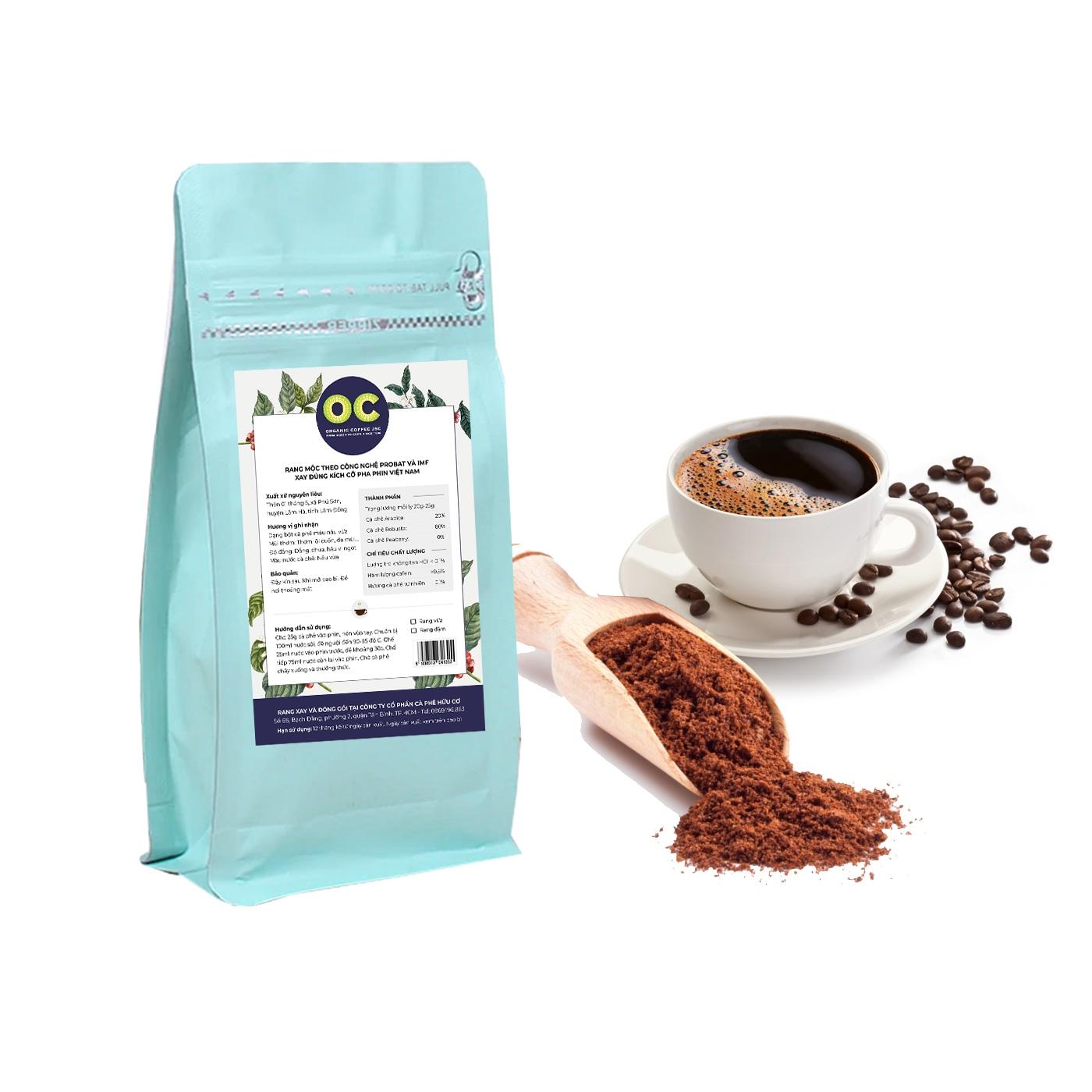 [HCM]ARABICA 20%& ROBUSTA 80%_CÀ PHÊ BỘT RANG VỪA OC ORGANIC COFFEE 250G