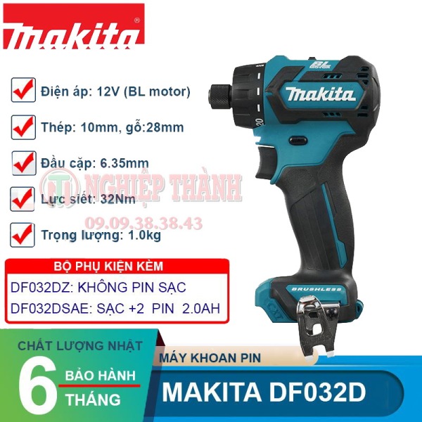 [XẢ KHO 3 NGÀY] Thân máy vặn vít dùng pin 12V Makita DF032DZ (Hàng chính hãng)