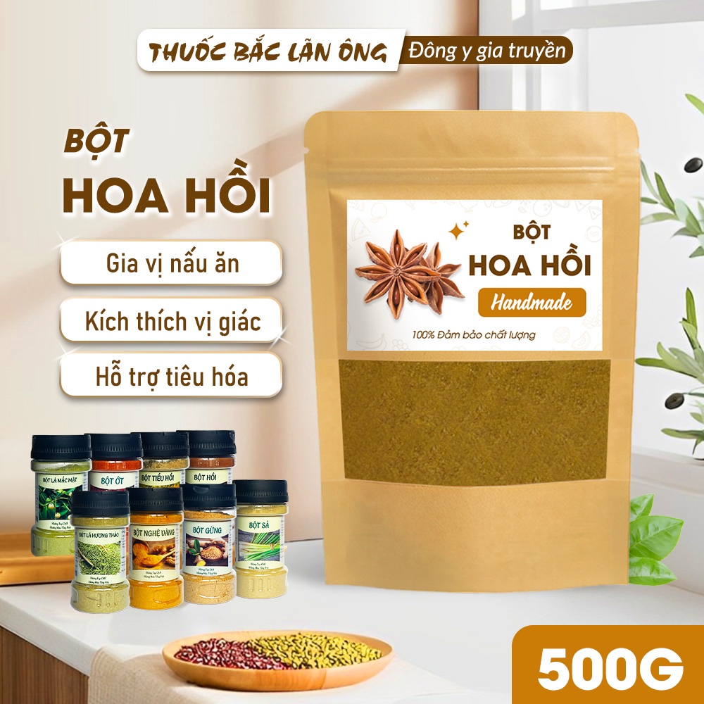 Bột hoa hồi 500g, bột đại hồi nguyên chất, thơm, mịn, gia vị nấu ăn, ướp thịt thơm ngon