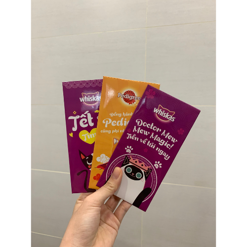 [Quà tặng không bán] Bộ bao lì xì thương hiệu Whiskas + Pedigree (bộ 6 cái)