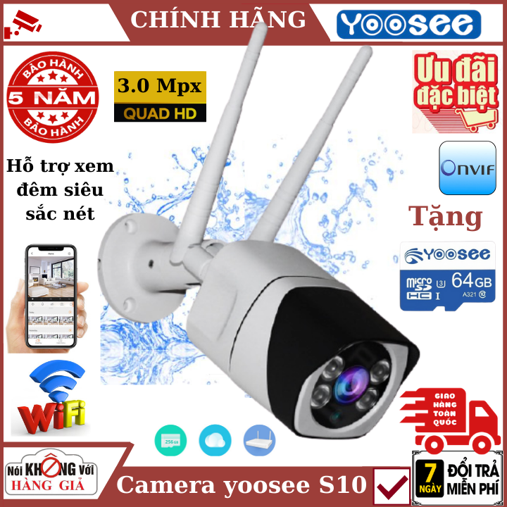 >> BÁO GIÁ CAMERA AN NINH, CAMERA IP WIFI, CAMERA GIÁM SÁT 2 RÂU YOOSEE HÌNH ẢNH RÕ NÉT, GÓC QUAY 360 ĐỘ, ĐÀM THOẠI 2 CHI | Shopee Lazada Sendo Tiki mới nhất 48 (Tùy Chọn Kèm thẻ nhớ 128GB - bảo hành 5 năm), camera wifi ngoài trời yoosee S10 3.0Mpx , Đàm thoại 2 chiều , cảnh báo chuyển động , chống nước Ip68 , camera ip , camera wifi , camera an ninh , camera chống trộm , camera giám sát