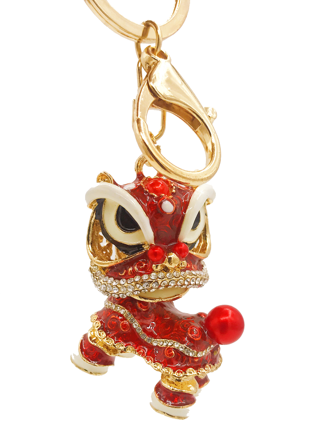 Feng Shui lucky red unicorn buckle keychain creative keyring-car decoration hook hanger accessories backpack drawstring bag, handbag