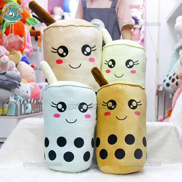 Gấu bông gối ôm bình trà sữa 15cm