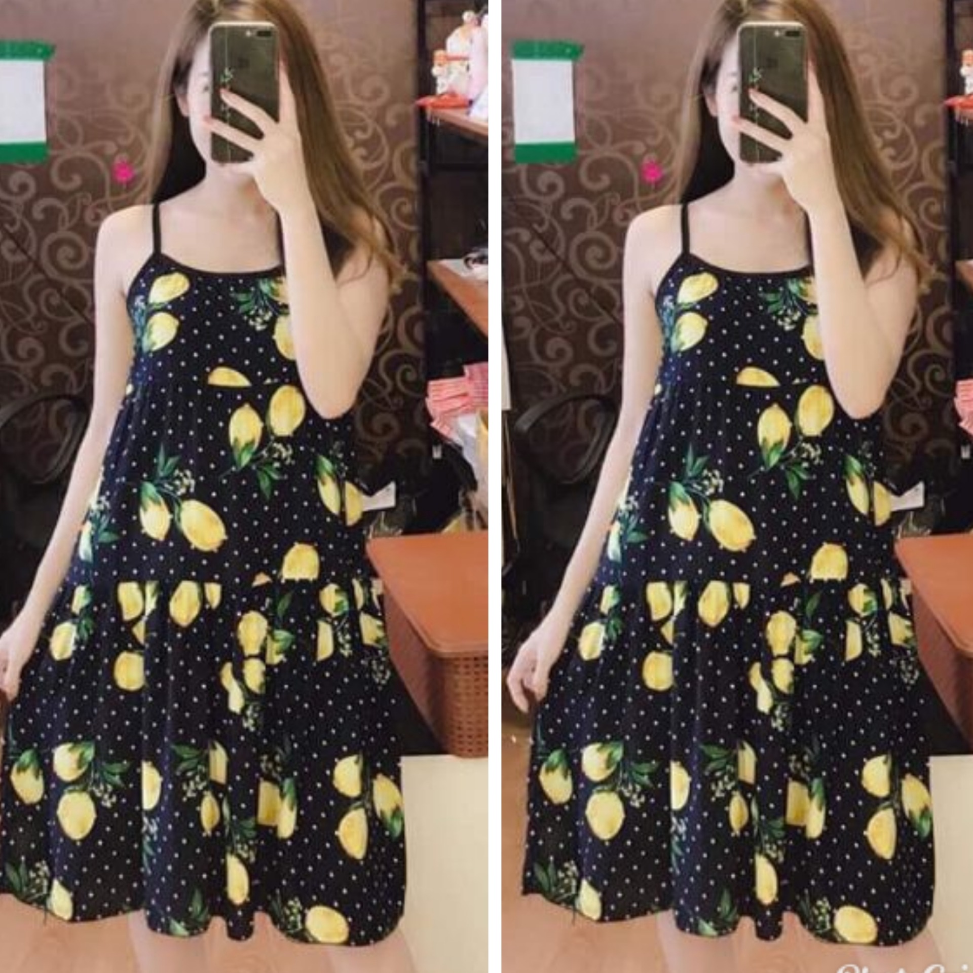 Váy bầu mặc nhà 2 dây chất mát