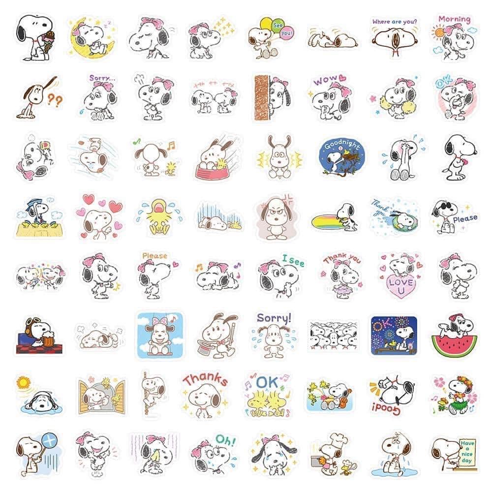 Set 60 sticker chó snoopy