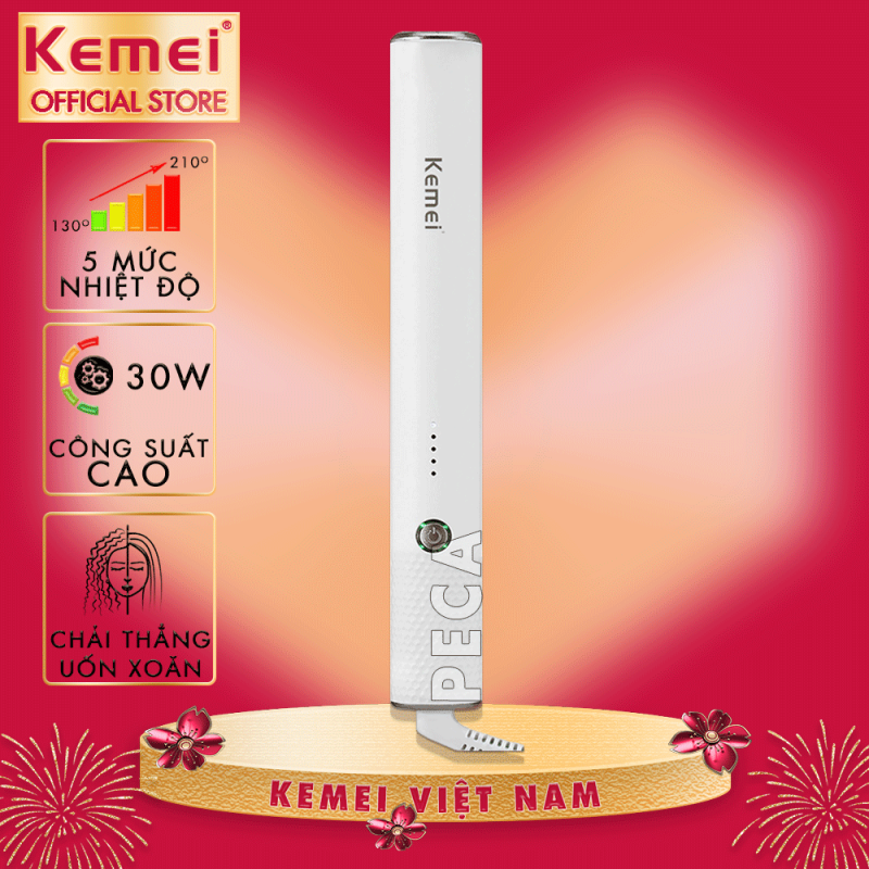 Lược điện chải thẳng tóc 5 mức nhiệt độ Kemei KM-509 làm nóng nhanh, có thể uốn tóc, phù hợp với nhiều loại tóc ,an toàn sử dụng - Phân phối chính hãng cao cấp