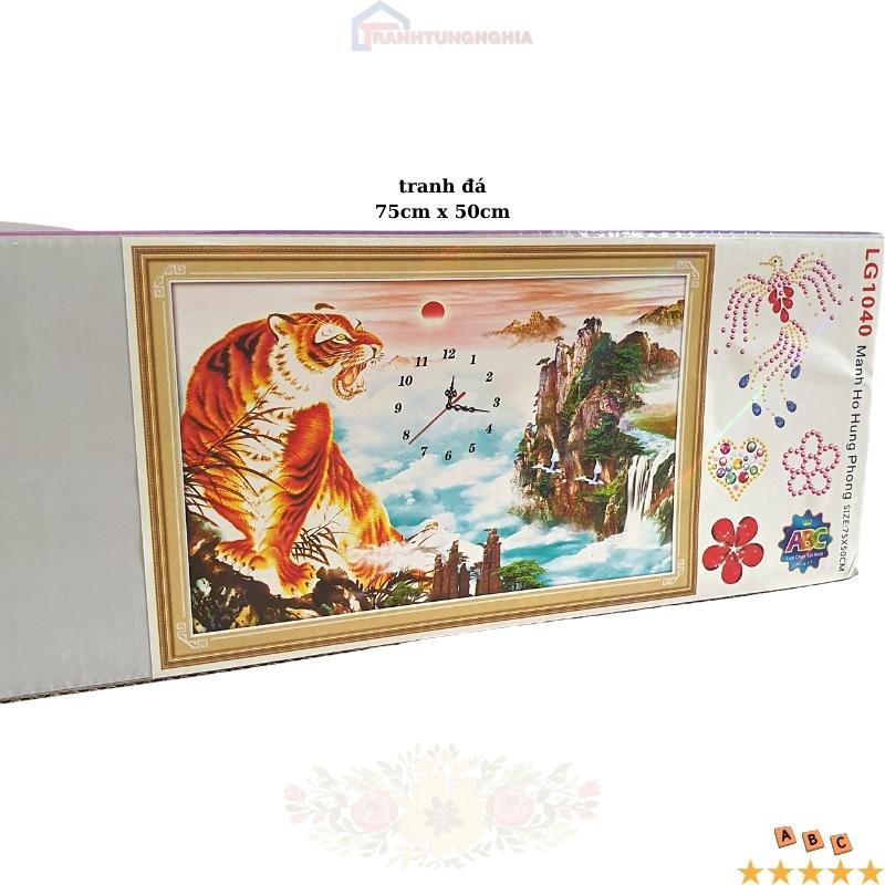 Tranh đính đá mãnh hổ chiêu tài 75cm x 50cm