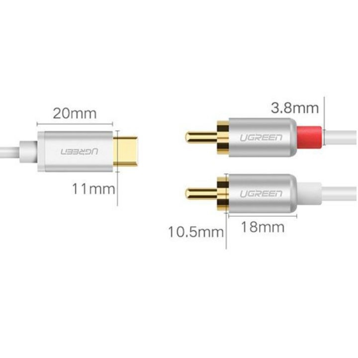 Cáp USB Type C to AV 2 Hoa sen (2RCA) dài 1m Ugreen 30734
