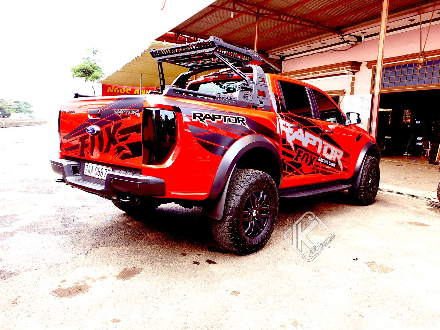 Tem dán sườn xe Ford Raptor (RED)