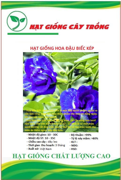 Hạt giống hoa đậu biếc kép ct215 - gói 10 hạt