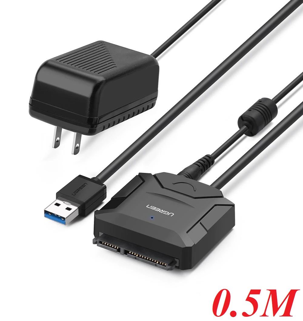 Ugreen 20636 kèm nguồn 12v usb 3.0 ra sata iii cáp chuyển đổi cho hdd ssd 3.5 - 2.5inch cr108