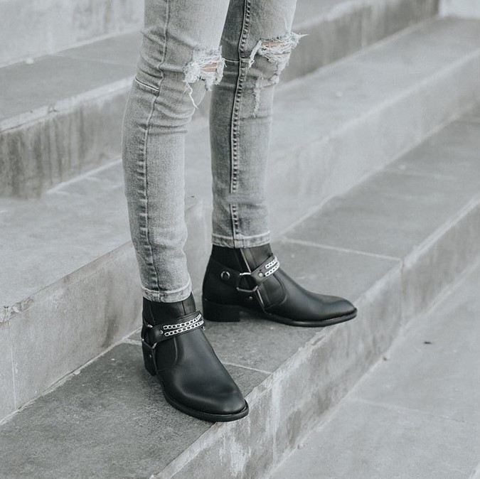 Giày Harness Boots Giày Da Bò Cao Cấp ,Bảo Hành 12 Tháng.