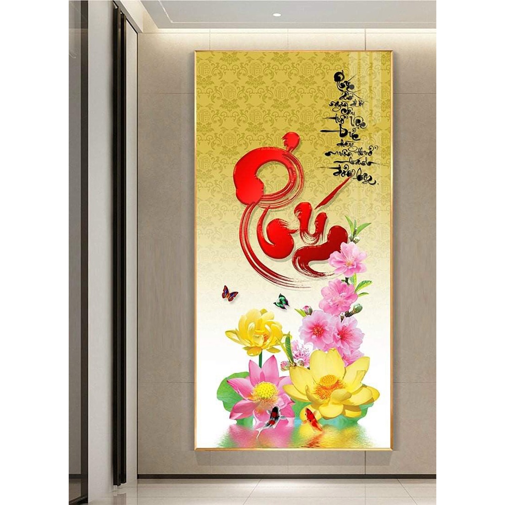 Tranh Laminate Tráng Gương - Tranh Treo Tường Thư Pháp Chữ Phúc