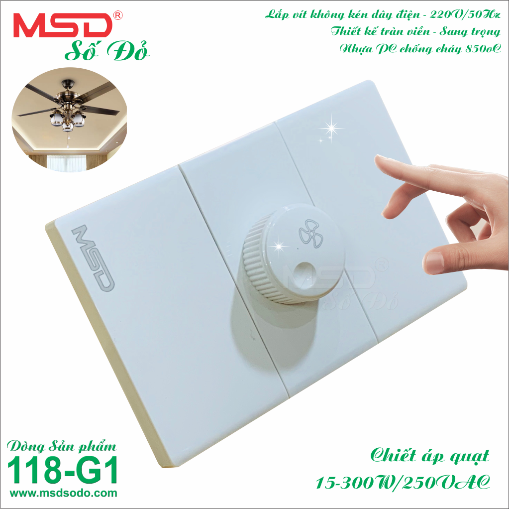 DIMMER - CHIẾT ÁP QUẠT ÂM TƯỜNG - 300W/250V