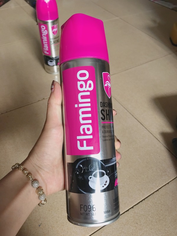 Xịt Dưỡng Bóng Da Và Đồ Nội Thất Ô Tô Hương Cà Phê Flamingo F096 - Bình 500ml
