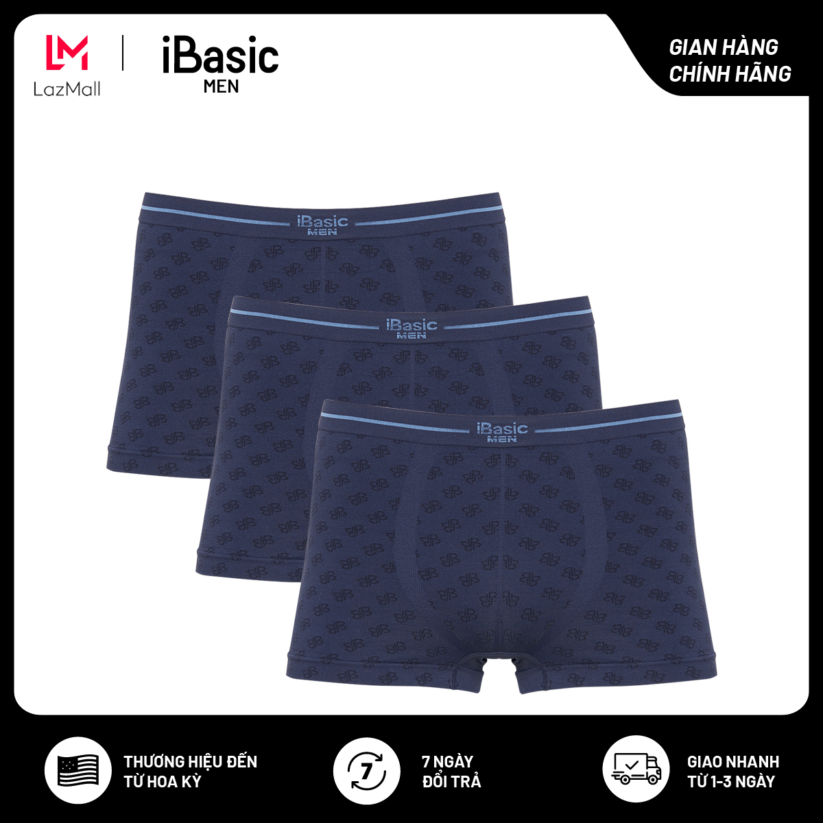 Combo 3 quần lót nam không đường may Trunk Seamless iBasic PANM095