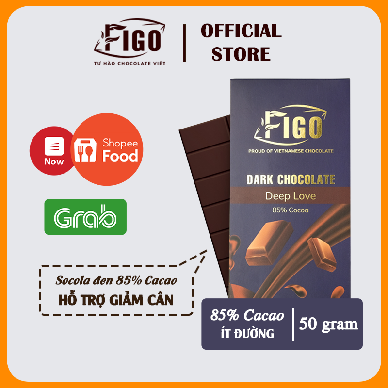 Dark Chocolate 85% Cacao, Socola đen đắng ngăn ngừa bệnh Figo thanh 50g