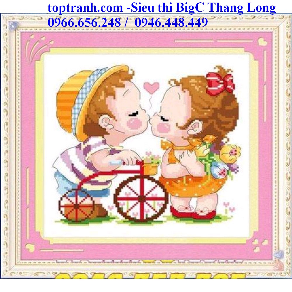 Tranh thêu chữ thập tình yêu A1077 chưa thêu