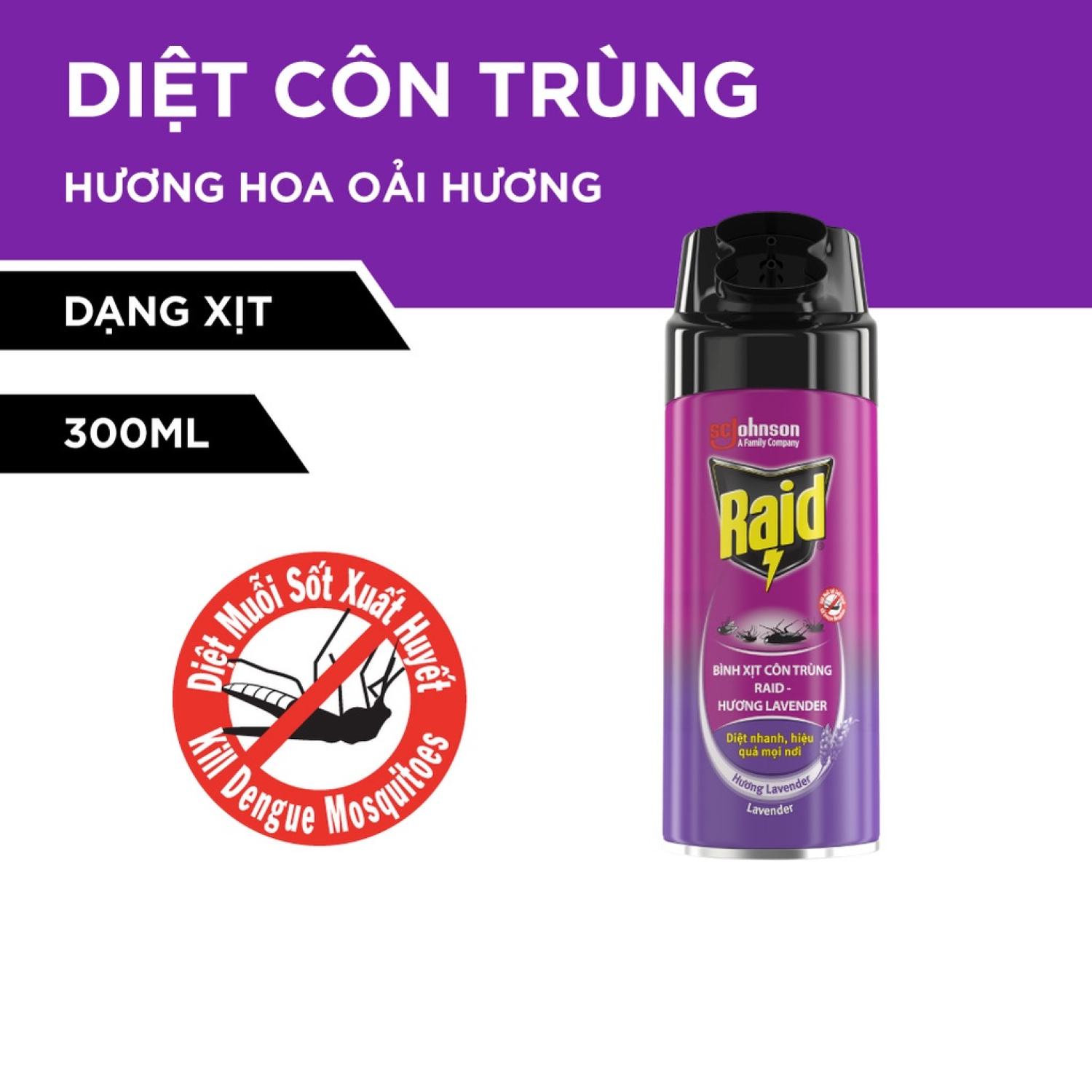GIAO NHANH 2H RAID Bình xịt côn trùng Hương Lavender 300ML - DN