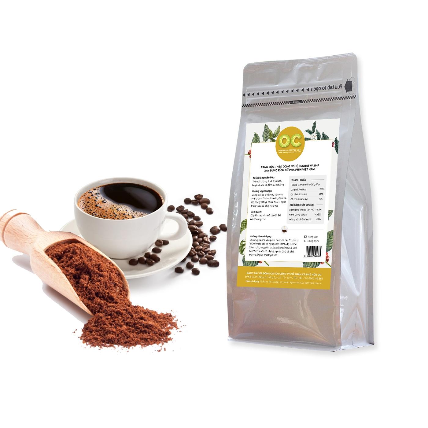 [HCM]ARABICA 30%& ROBUSTA 70%_CÀ PHÊ BỘT RANG ĐẬM OC ORGANIC COFFEE 500G