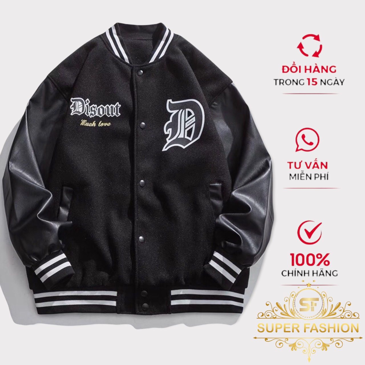 Áo Khoác Nam, Áo Khoác Bomber Form Rộng Áo 2 Lớp Vải Dạ Dày Tay Phối Da Cao Cấp Siêu Ấm SUPER FASHION