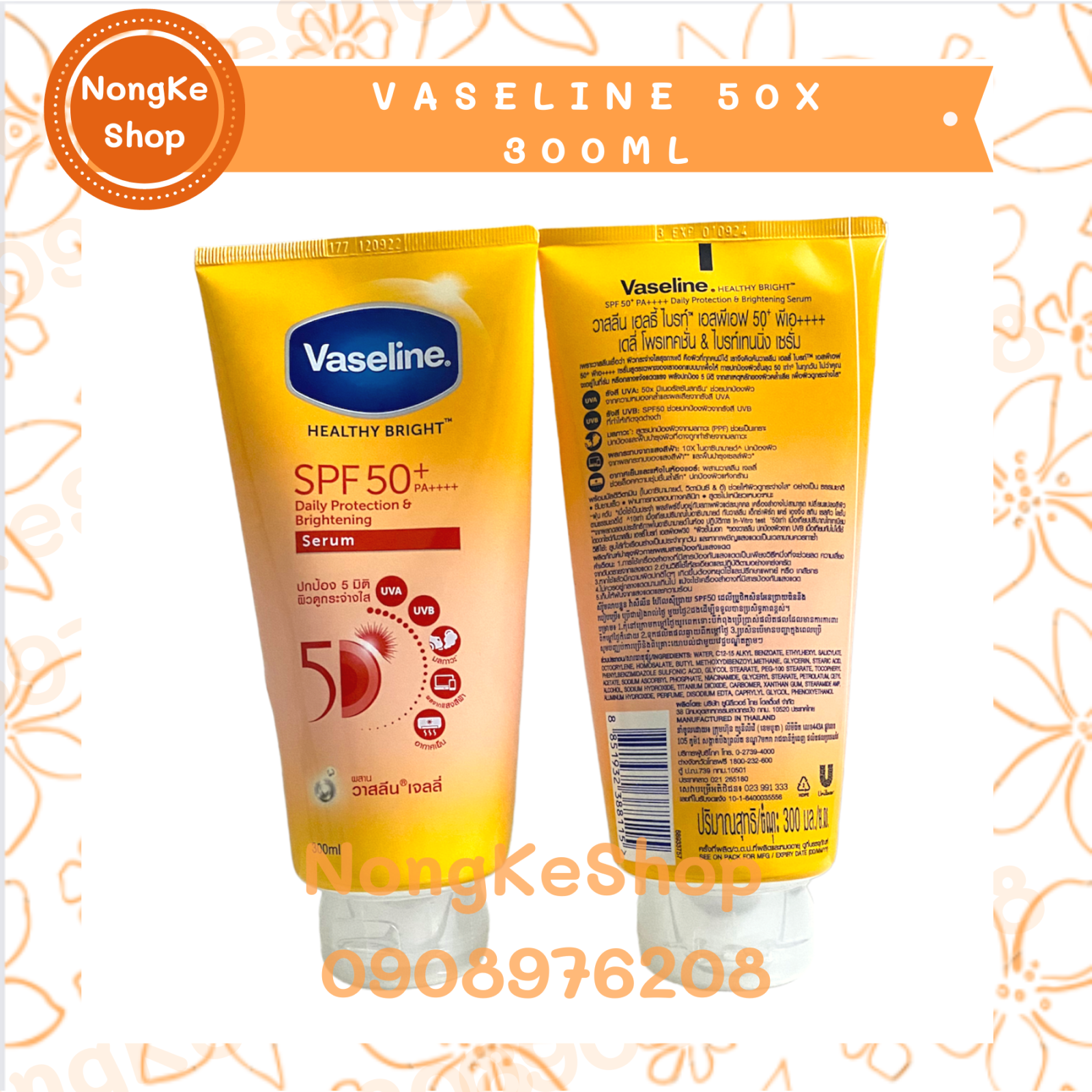 Sữa dưỡng thể Vaseline 50x 300ml Thái Lan