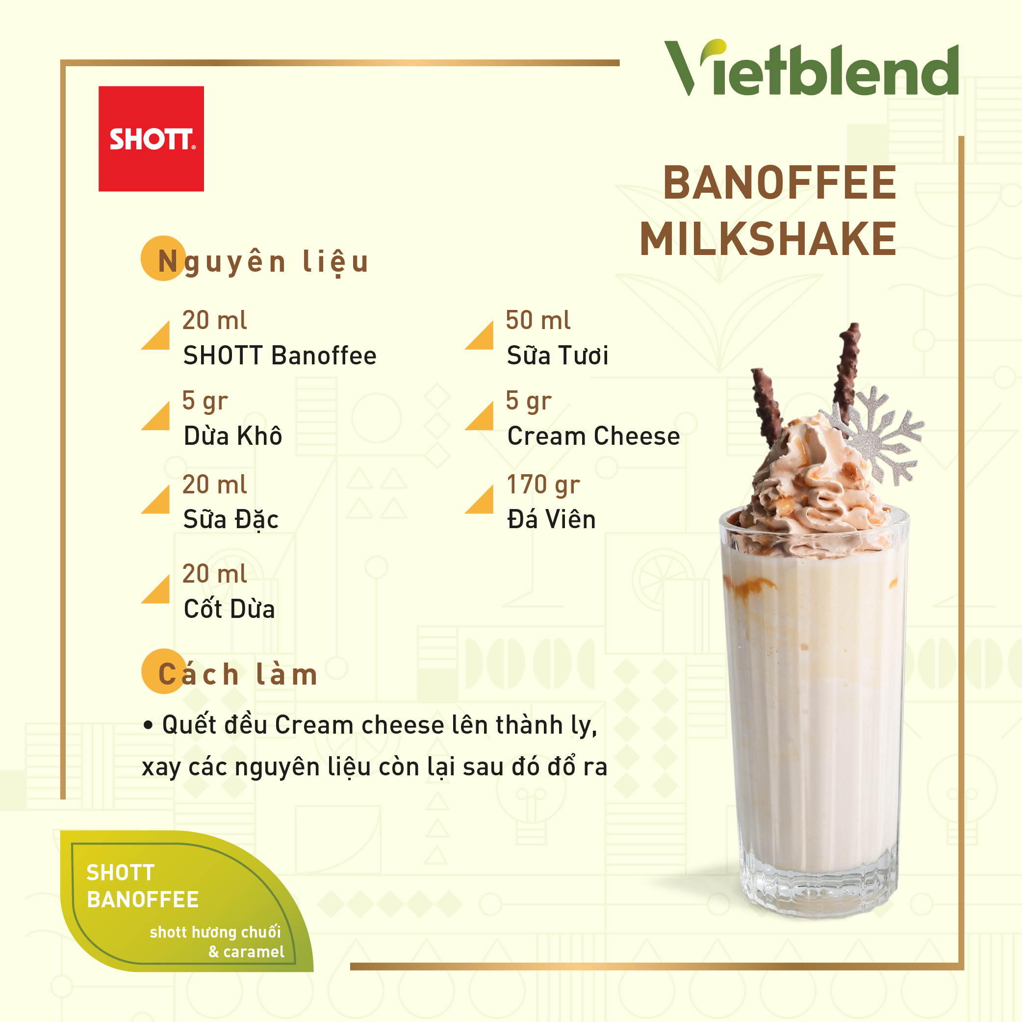 Syrup Pha Chế SHOTT - Vị Banoffee (Chuối và Caramel) - Chai 1L