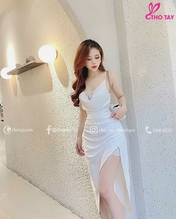 [HCM]ĐẦM 2 DÂY PHỐI REN XẺ ĐÙI CỰC XINH