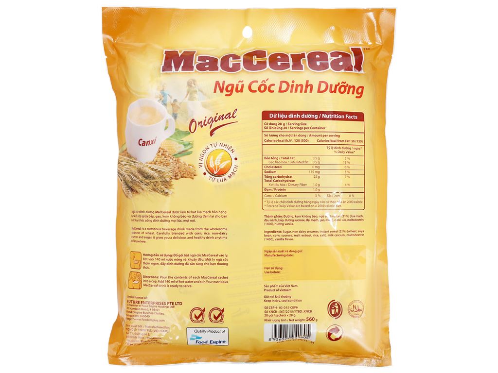 Ngũ cốc dinh dưỡng MacCereal 560g (20 Gói) - Hàng tách khuyến mãi có dính keo