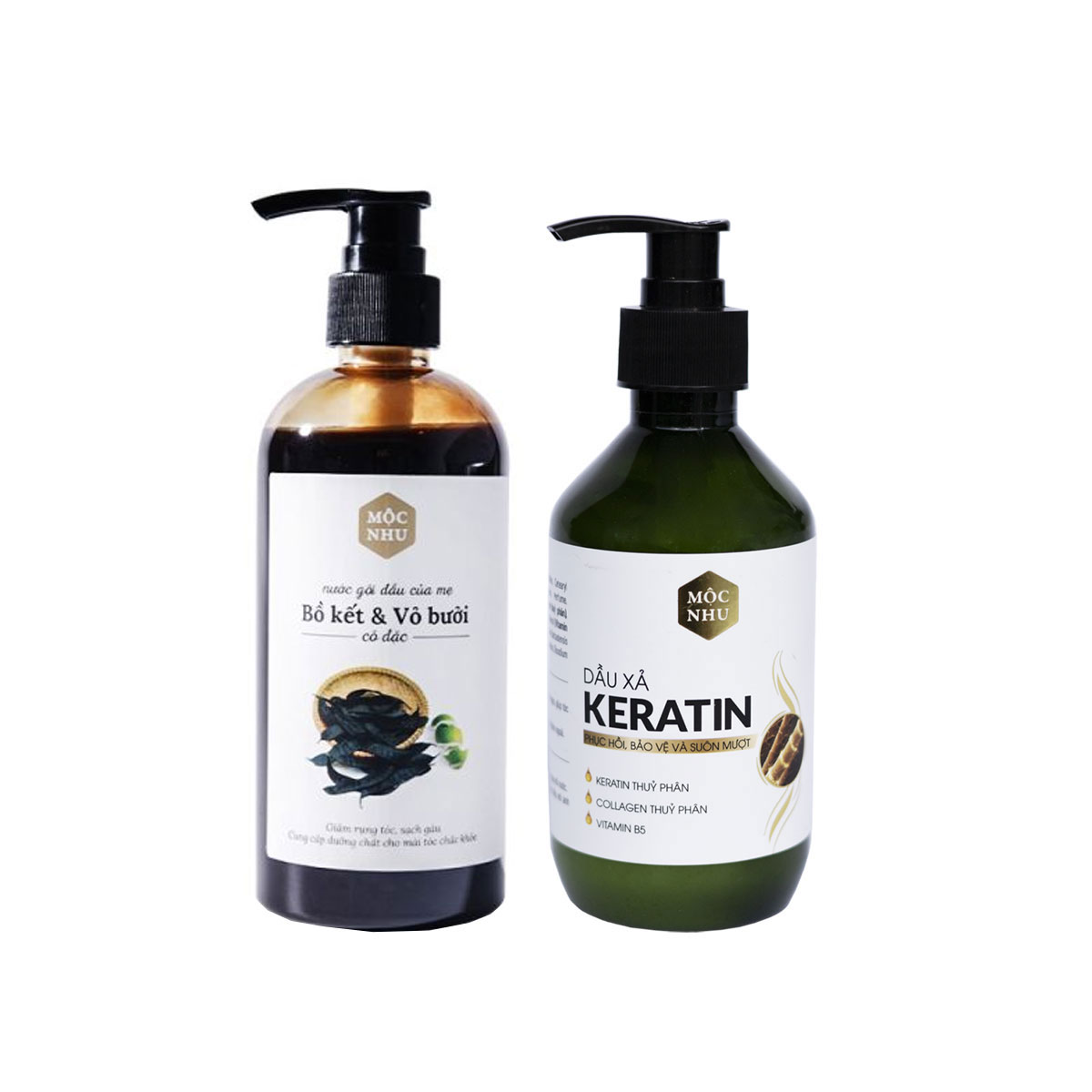 Bộ đôi Nước Gội Bồ Kết Và Dầu Xả Dầu Dừa Mộc Nhu 300ml Ngăn Rụng Tóc