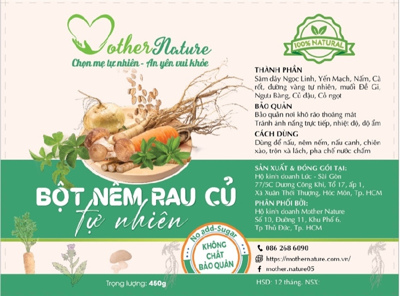 Bột nêm rau củ 100% tự nhiên 450g