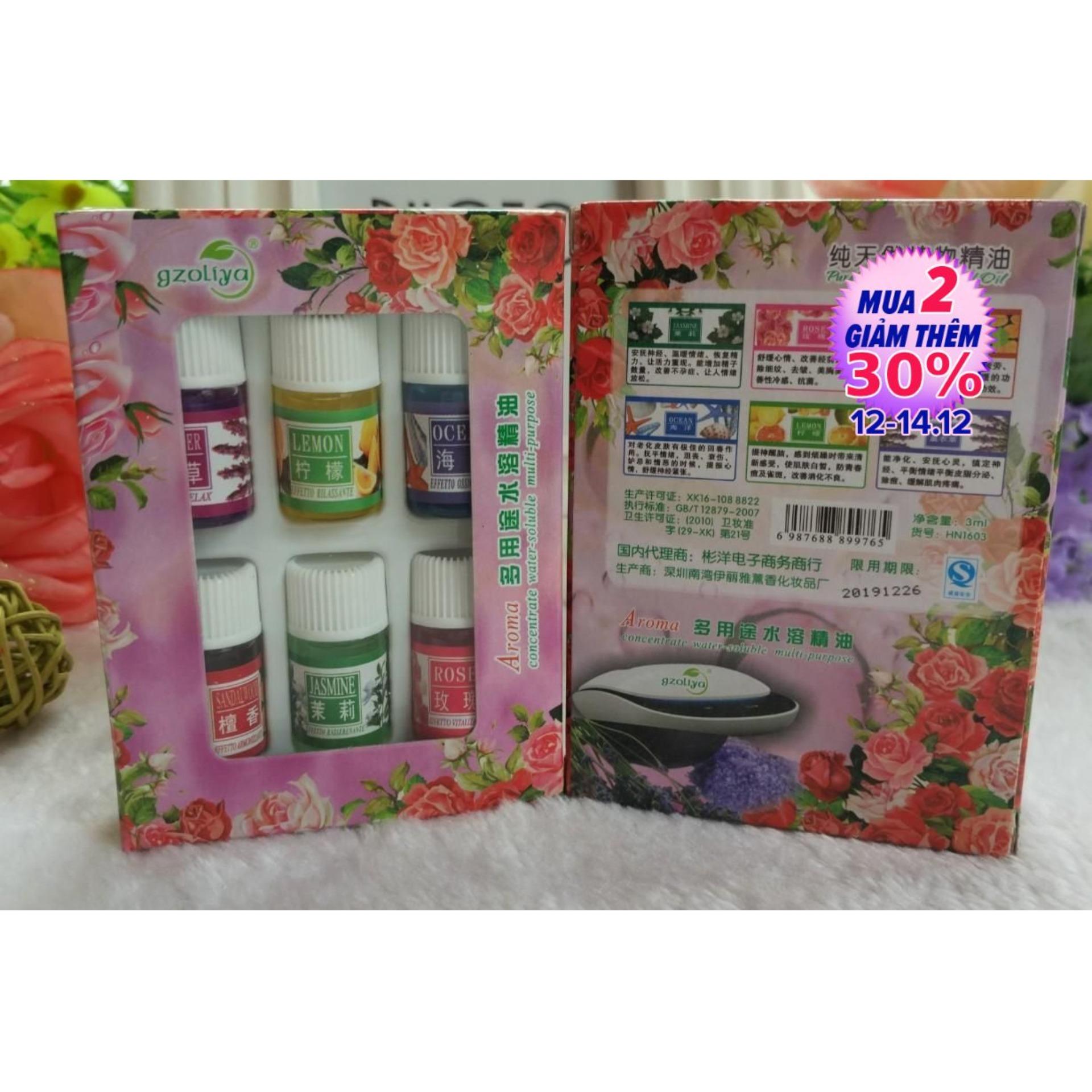 Combo 6 lọ tinh dầu dùng trong xe hơi, tinh dầu thư giãn, tinh dầu chống say xe