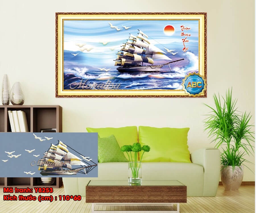 Tranh gắn đá thuận buồm xuôi gió y8253 110x60cm