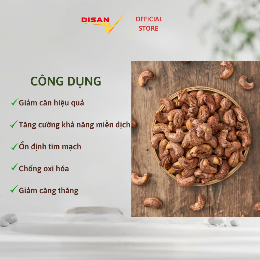 HẠT ĐIỀU RANG MUỐI VỎ LỤA Loại A Bình Phước 500gr - 1kg