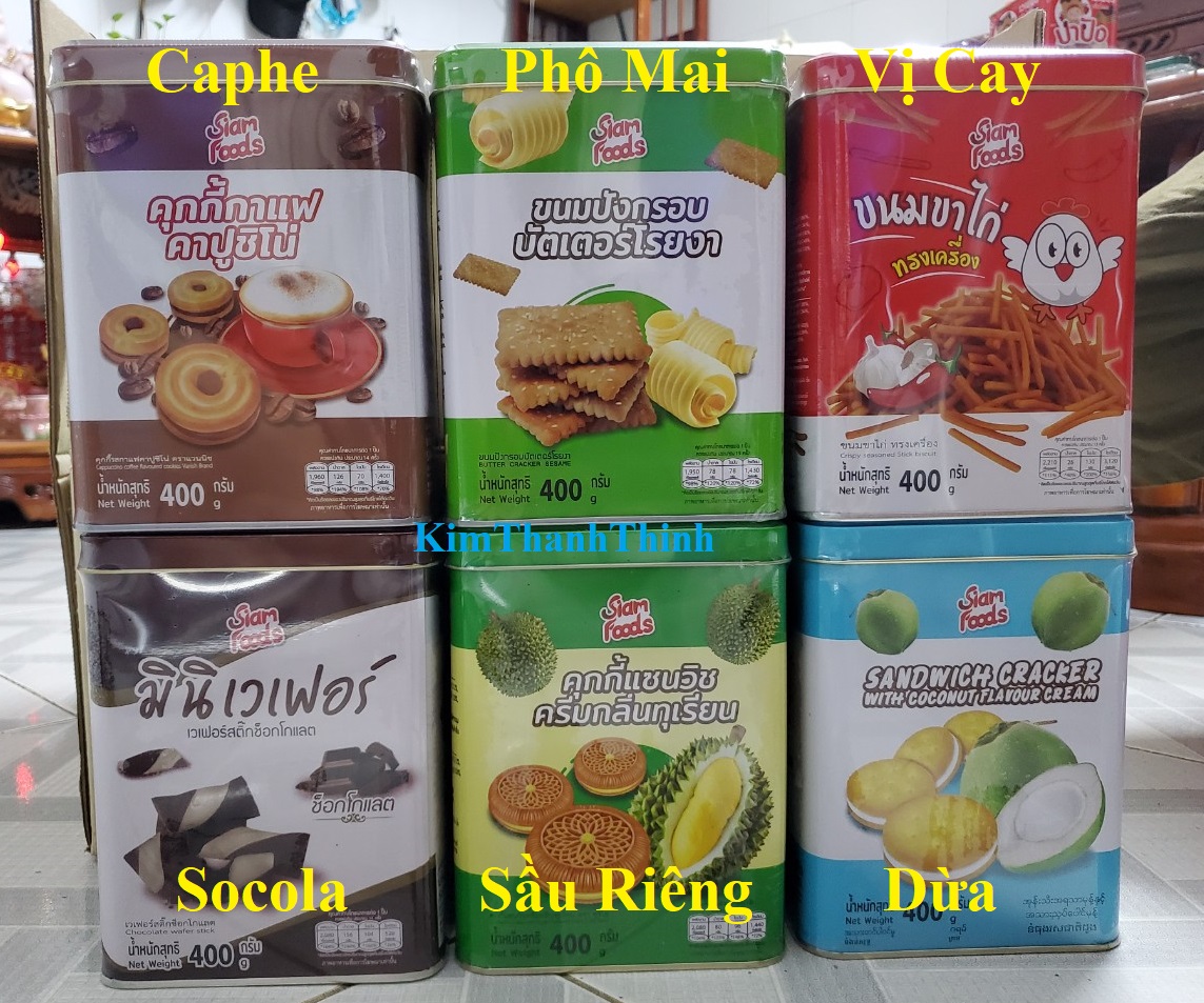 KTT BÁNH QUY BƠ HỘP THIẾC NHIỀU VỊ SIAM FOOD 400GR- THAILAN