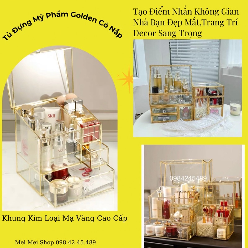 Tủ đựng mỹ phẩm cao cấp viền kim loại