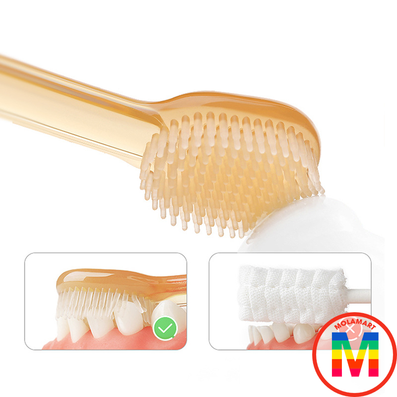 Sét rơ lưỡi bàn chải silicon cho bé từ 0-36 tháng (kèm hộp đựng màu vàng)