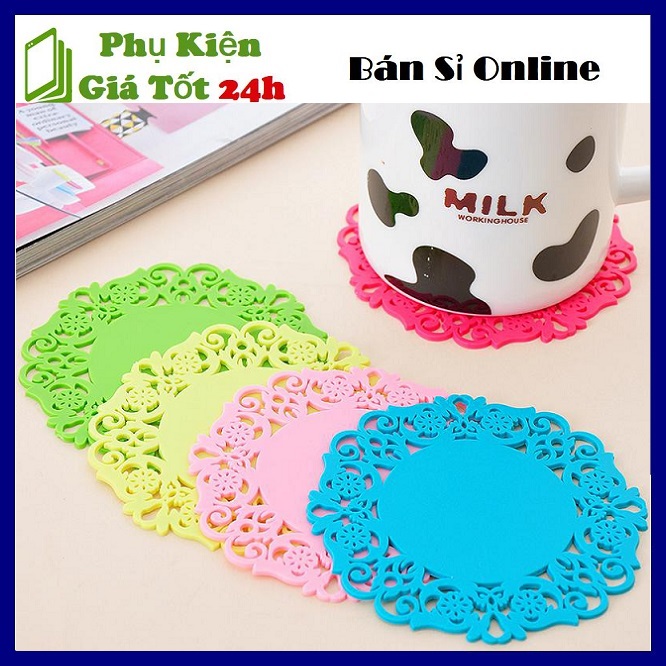 ⚡ miếng đế lót ren hoa văn tinh tế - đế lót ly silicon hoa văn - tấm lót ly hoa văn 9cm tiện dụng ⚡