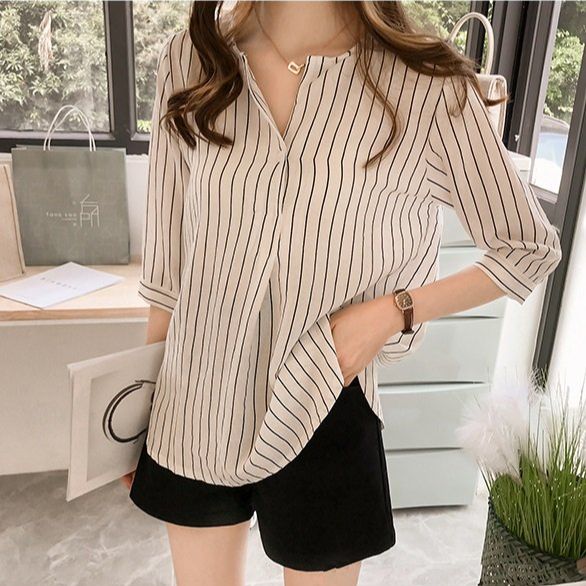 Áo sơ mi nữ sát nách kẻ sọc sm56