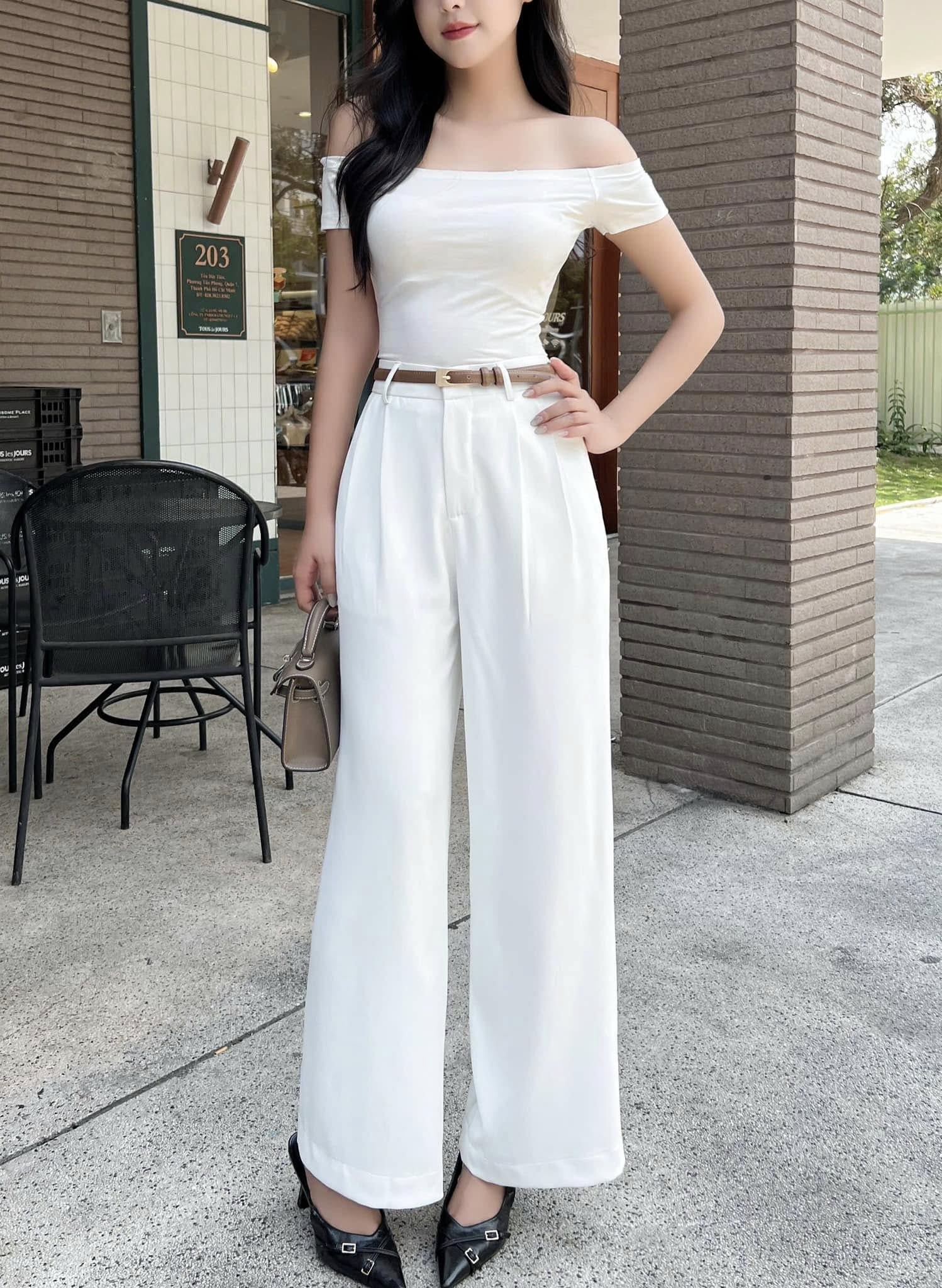 TEDDY PANTS - Quần dài ống rộng cạp cao
