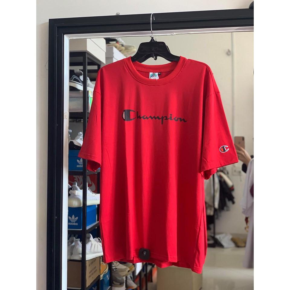Áo thun champion đỏ phong cách unisex - kèm ảnh thật (gin store)