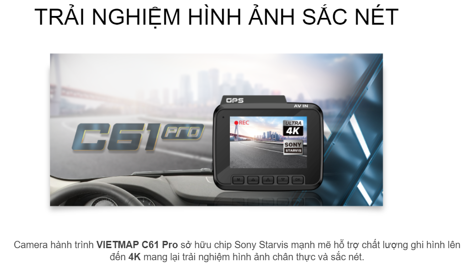 Camera hành trình Vietmap C61 Pro [ Tặng thẻ nhớ 32G + Bảo hành 1 năm]