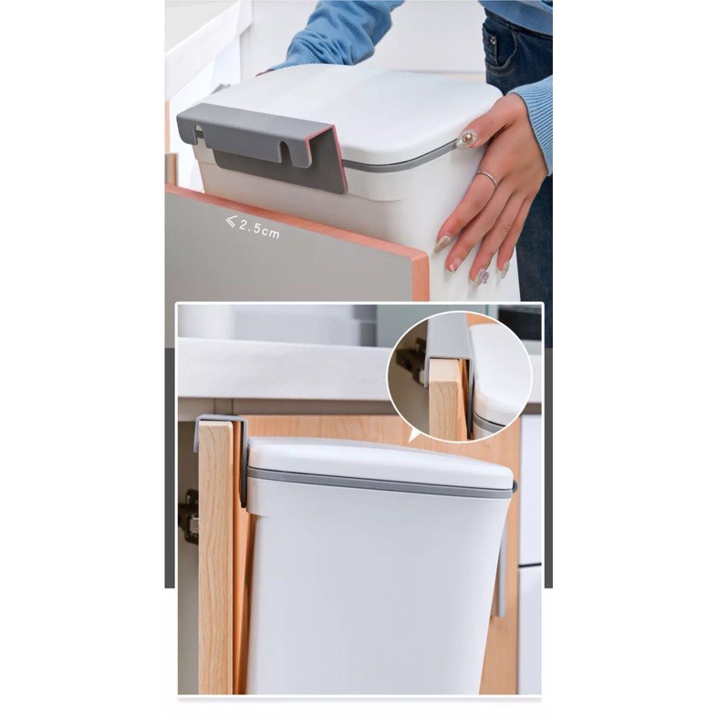 Thùng rác treo tủ bếp nắp đậy thông minh