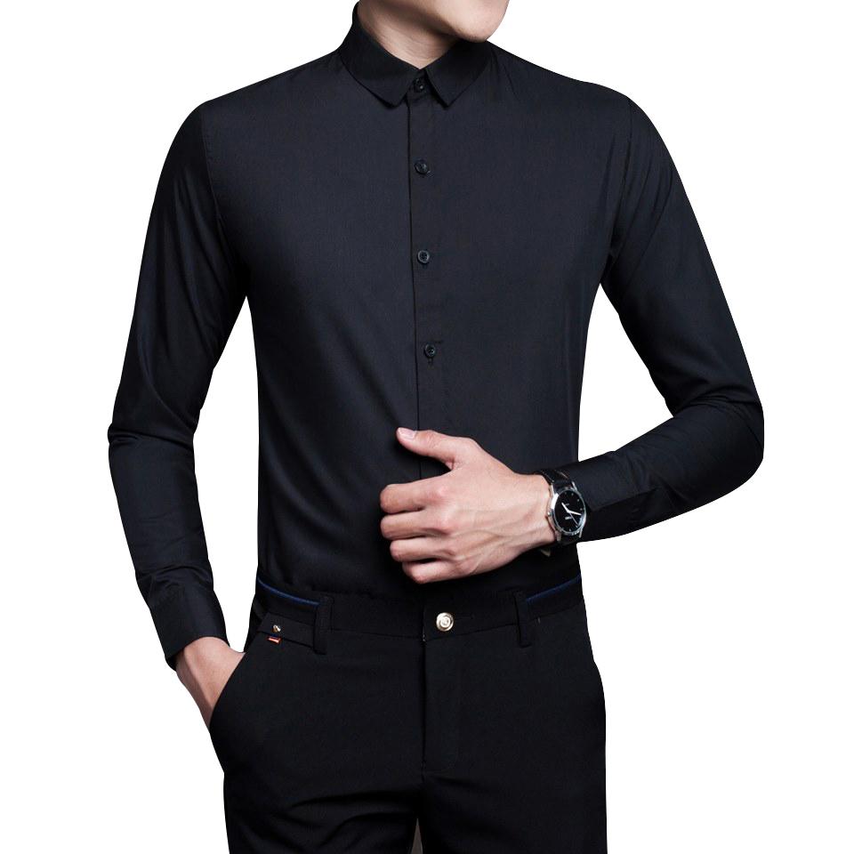 Sơ mi lụa trơn (màu đen) hiện đại