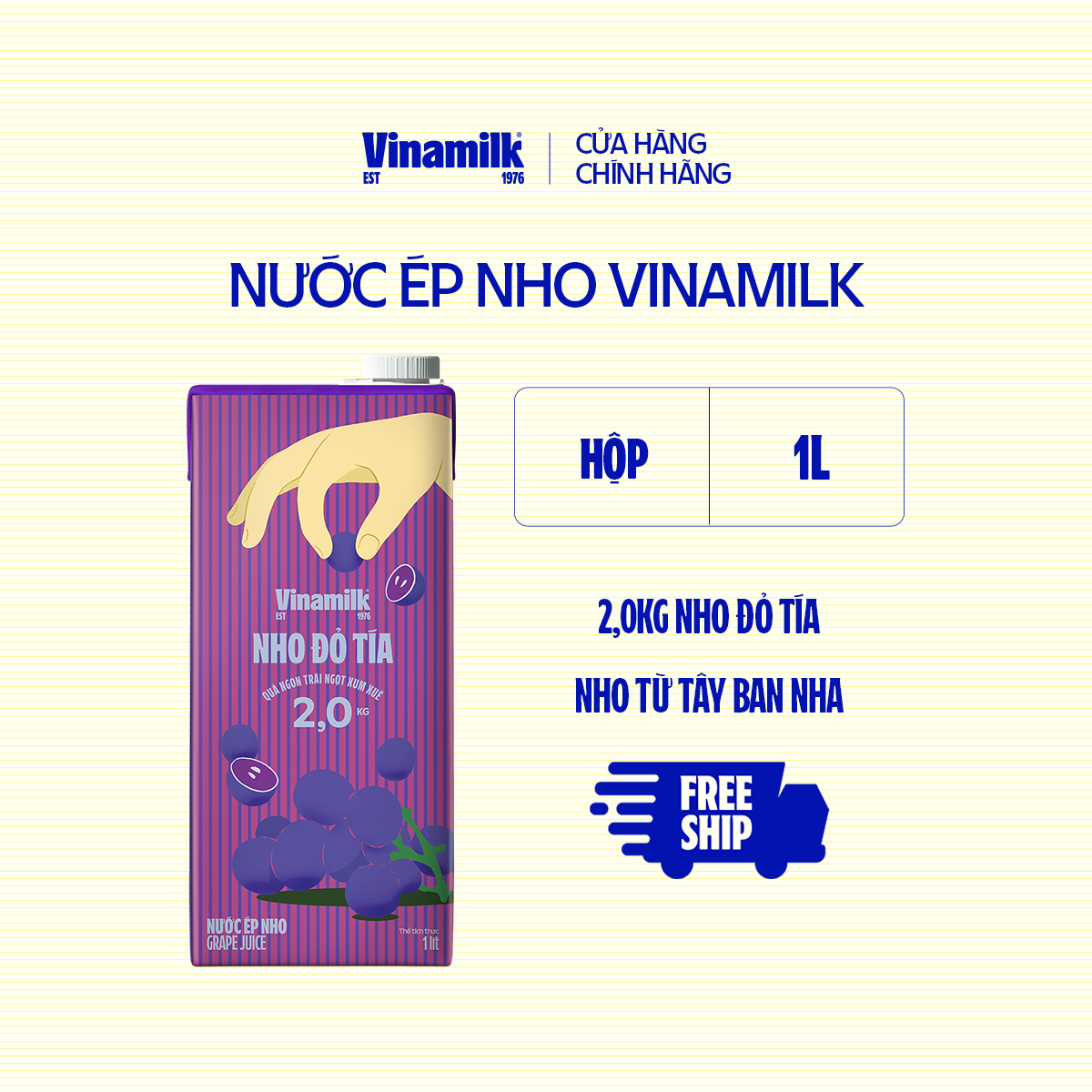 1 Hộp Nước Ép Nho Vinamilk Hộp giấy 1L