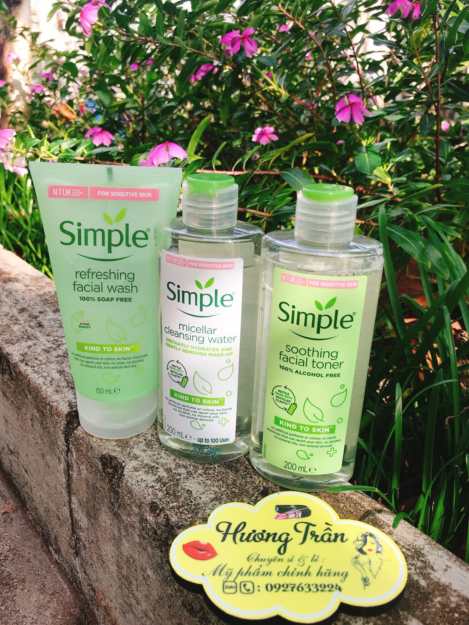 Combo sữa rửa mặt - toner - tẩy trang Simple