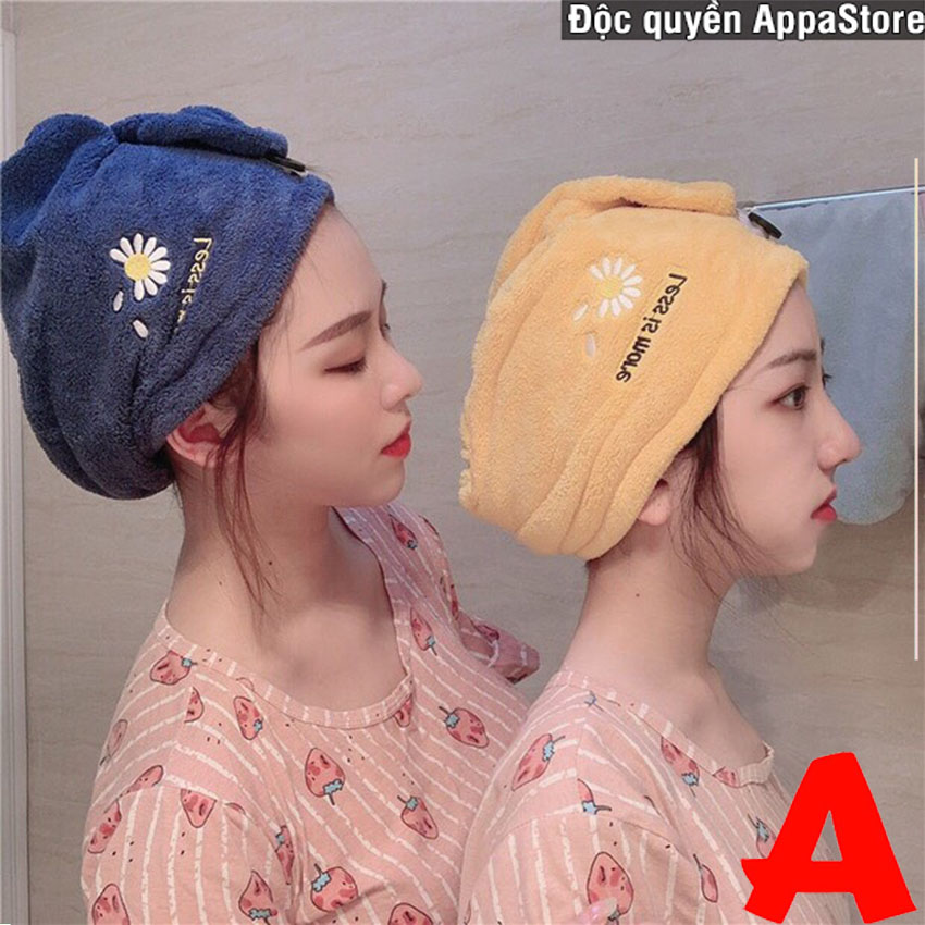 APPA STORE Khăn Mũ Quấn Tóc Khô Siêu Tốc Hình Hoa Cúc