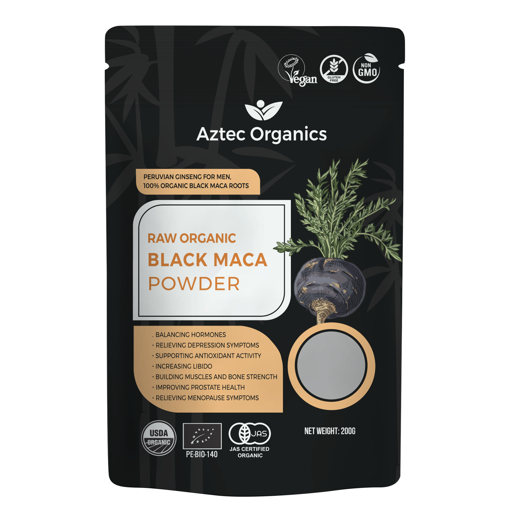 Aztec Organics Black Maca Powder 200g