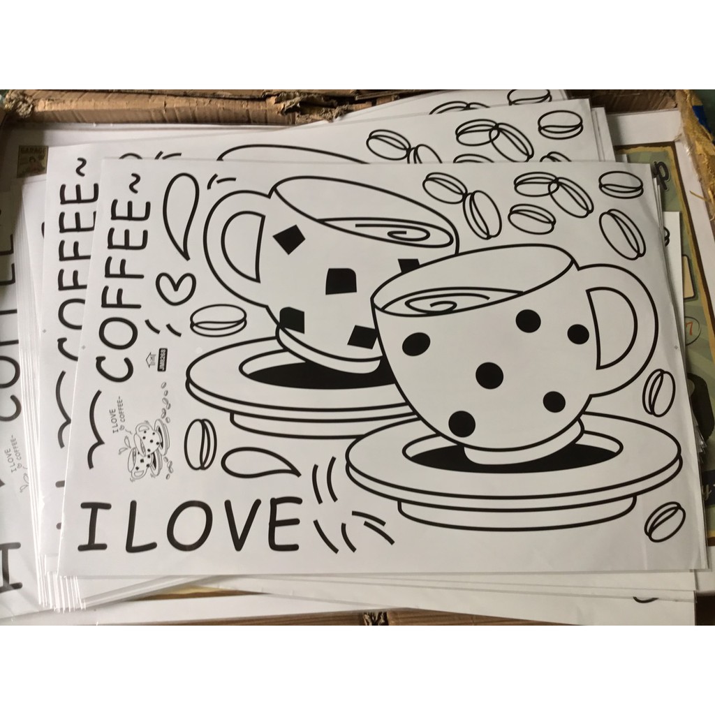 DECAL DÁN TƯỜNG LY COFFEE