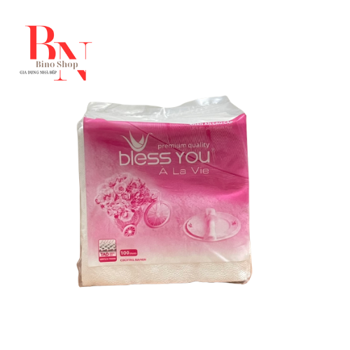 Khăn giấy ăn bless you à la vie 1 lớp gói 100 tờ 33cm x 33cm